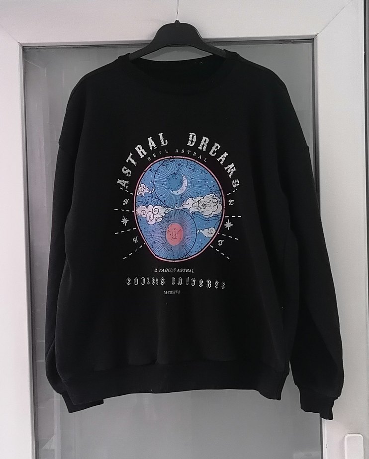 Siyah Baskılı Oversize Sweatshirt - Görsel 2