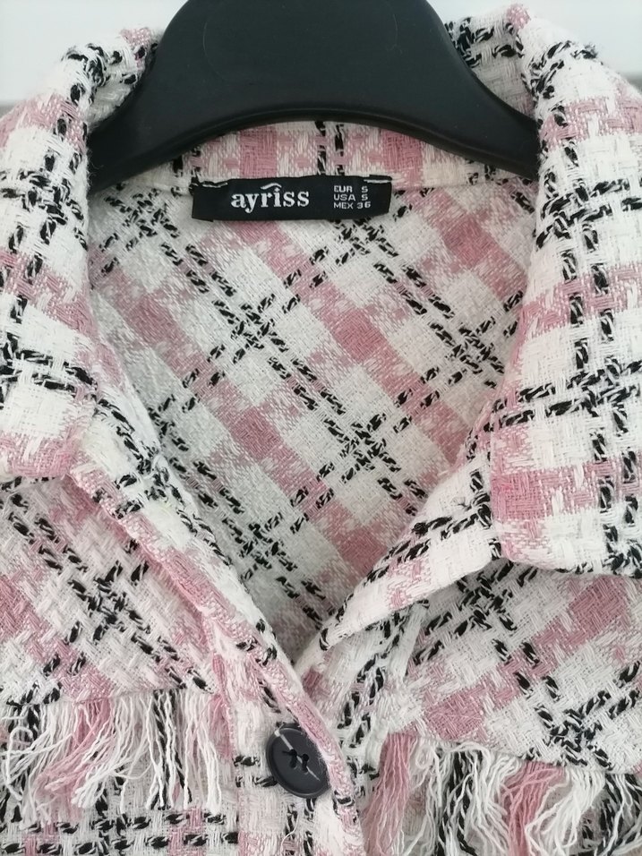 Düğmeli Pembe Kareli Kadın Gömlek - Görsel 4