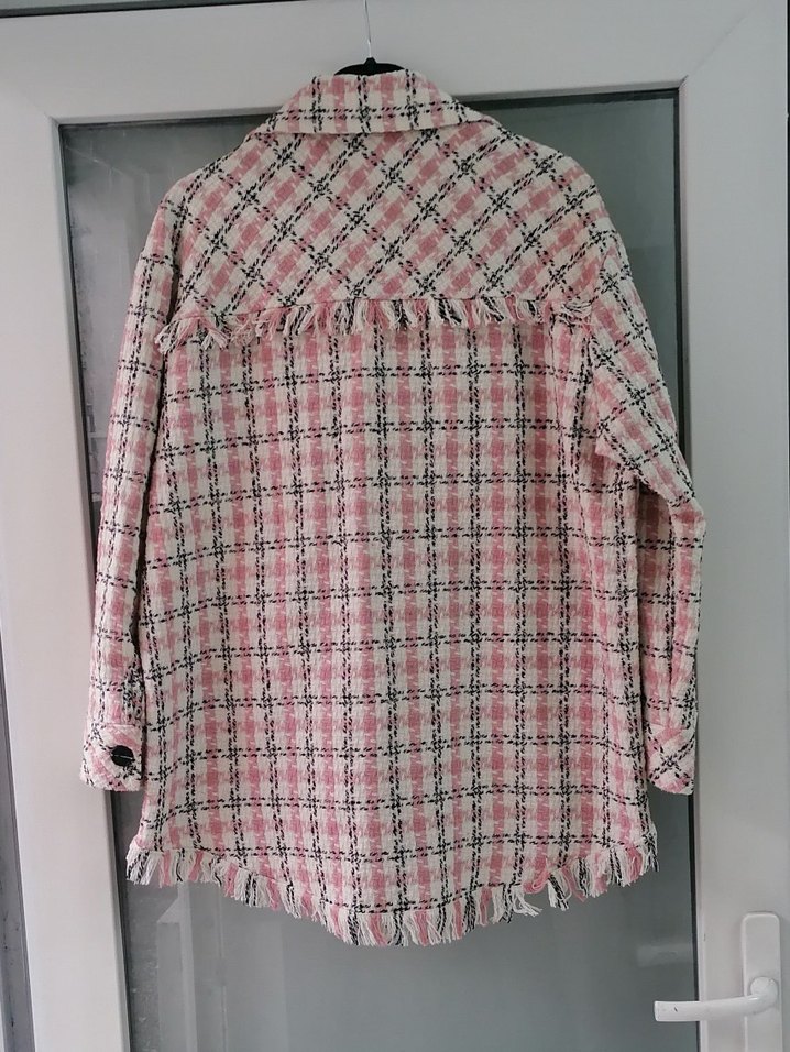 Düğmeli Pembe Kareli Kadın Gömlek - Görsel 3