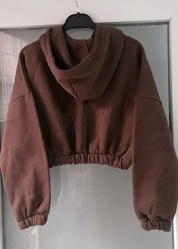 Kahverengi Kapüşonlu Kadın Sweatshirt - Görsel 2