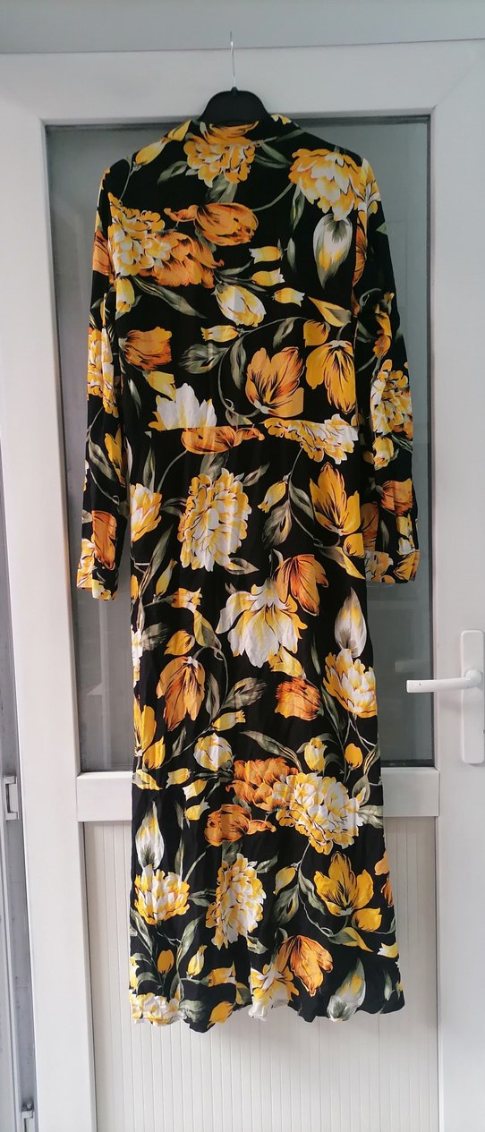 Sarı Çiçek Desenli Uzun Bohem Elbise - Görsel 3