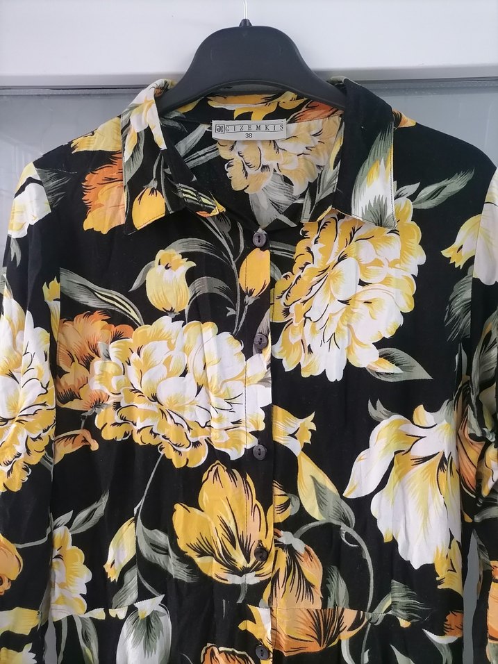 Sarı Çiçek Desenli Uzun Bohem Elbise - Görsel 4