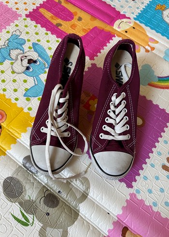 Bordo Bağcıklı Sneaker Kadın Ayakkabı