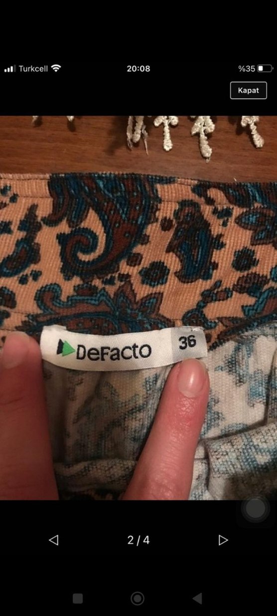 Önden Düğmeli Kısa Bohem Mini Etek - Görsel 3