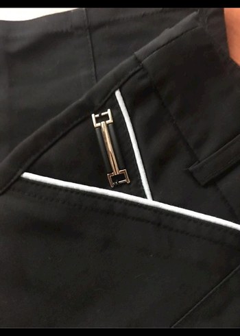 Siyah Fermuarlı Regular Fit Kadın Kumaş Pantolon - Görsel 2