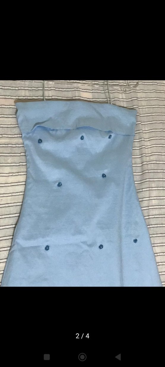 Nakışlı Pastel Mavi elbise Şallı - Görsel 2