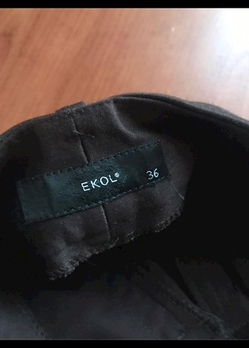 Ekol Kahverengi Kadın Kemerli Kumaş Pantolon - Görsel 3