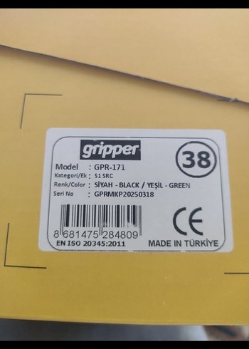 Gripper marka çelik burunlu kompozit iş ayakkabısı 38 numara. - Görsel 3