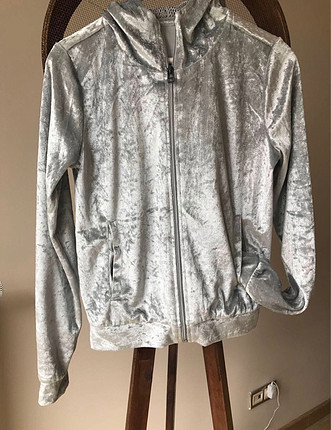 Kadife fermuarlı sweatshirt