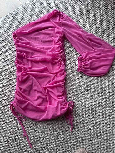 H&M Pembe tek omuz kısa elbise