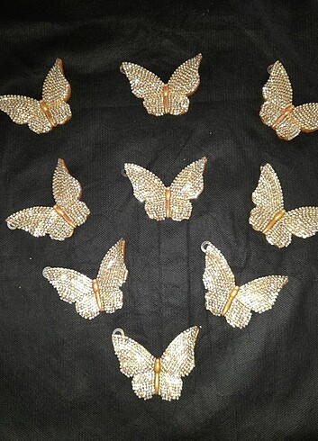 Mini dekoratif taşlı kelebek duvar süsü