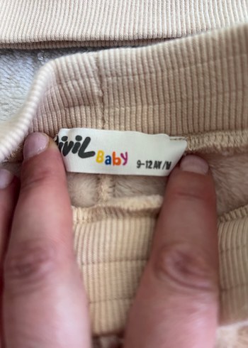 Bebek Kız Peluş Bej Uzun Kollu Takım - Görsel 3