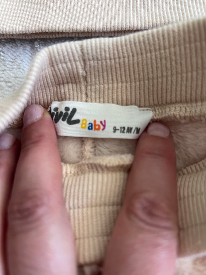 Bebek Kız Peluş Bej Uzun Kollu Takım - Görsel 3