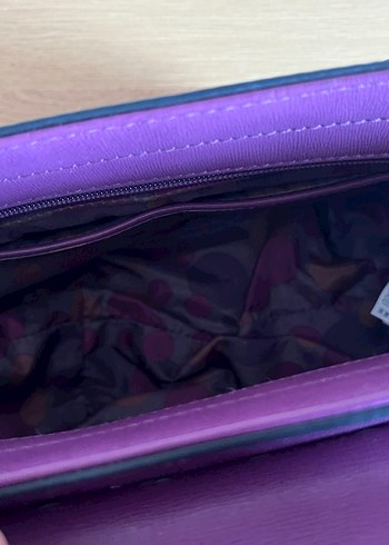 Mor Nakışlı Kadın Deri Çanta - Görsel 4