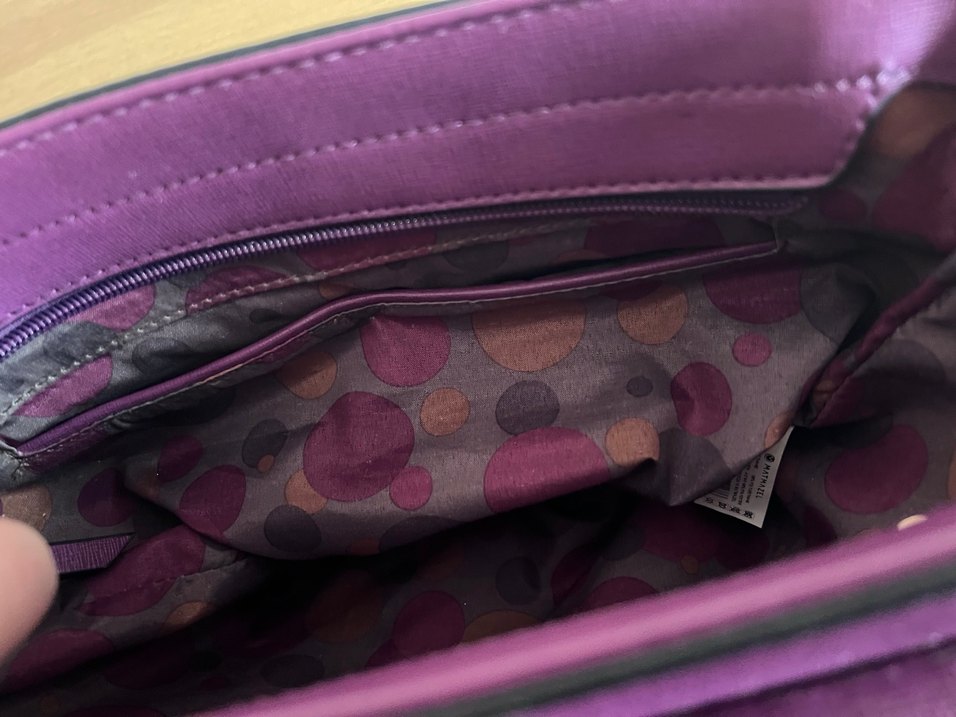 Mor Nakışlı Kadın Deri Çanta - Görsel 5