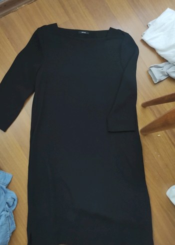 Diğer Siyah Tek Renkli Mini Elbise