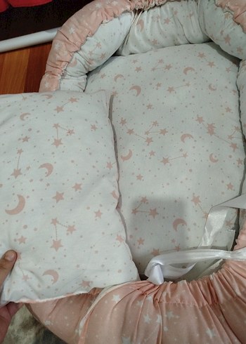 Pembe Desenli Bebek Yatağı ve Yastık Seti