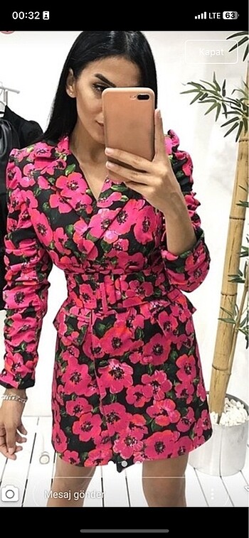 Zara Çiçekli gömlek elbise