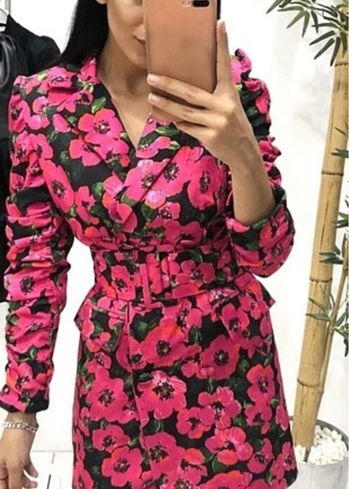 Çiçekli gömlek elbise - Görsel 2