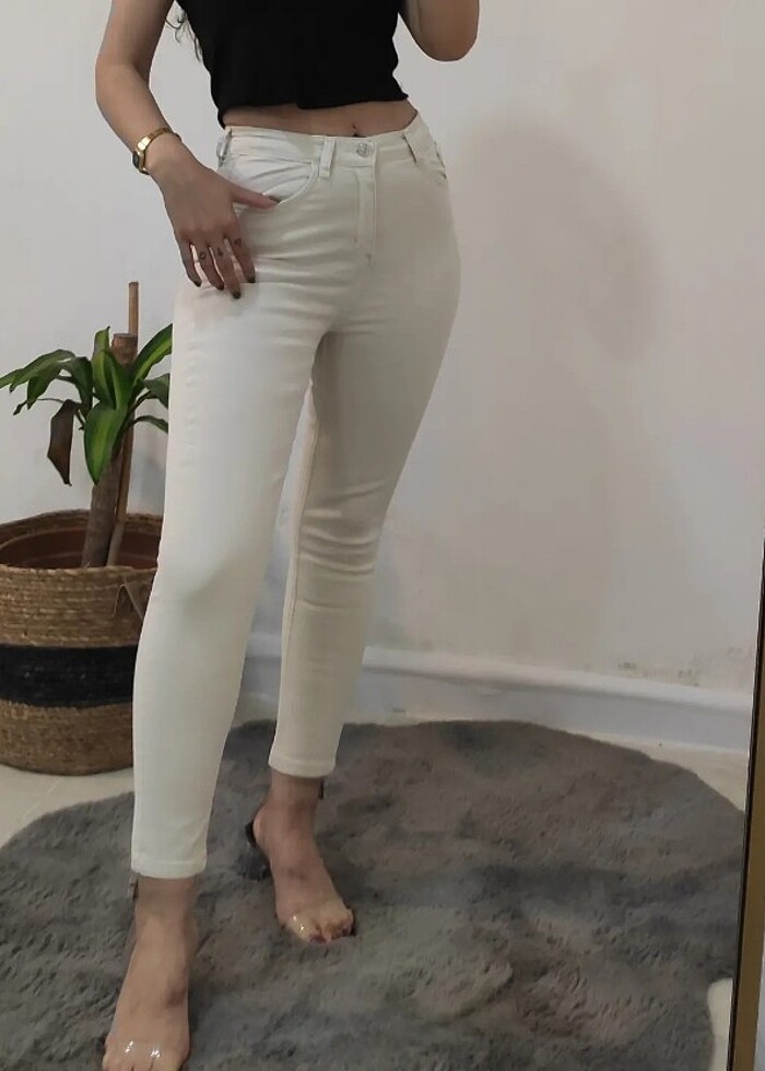 Yüksek bel likralı skinny kot pantolon - Görsel 4