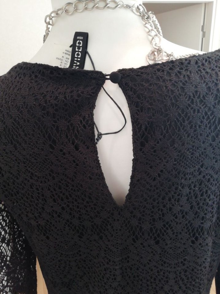 H&M SİYAH DANTEL MİNİ ELBİSE - Görsel 4