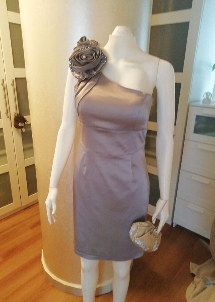 ZAHARAS BOUTIQUE GRİ ABİYE ELBİSE  - Görsel 3