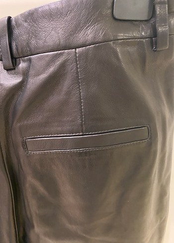 Siyah Deri Mini Şort - Görsel 7