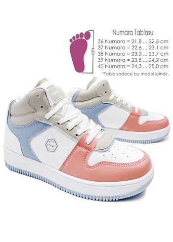 Lm2110 Bilekli Sneaker Genç Çocuk Spor Ayakkabı Mavi Pudra Pembe - Görsel 2