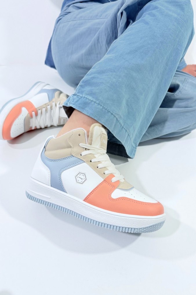 Lm2110 Bilekli Sneaker Genç Çocuk Spor Ayakkabı Mavi Pudra Pembe - Görsel 3