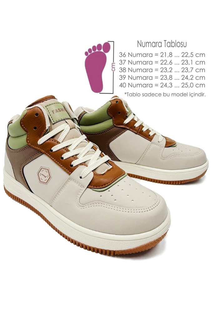 Lmb2110 Bilekli Sneaker Genç Çocuk Spor Ayakkabı Kahverengi Bej - Görsel 2