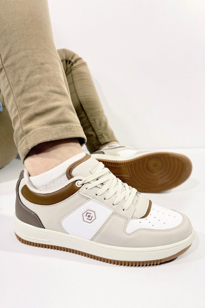 Lmb2110 Bilekli Sneaker Genç Çocuk Spor Ayakkabı Kahverengi Bej - Görsel 5