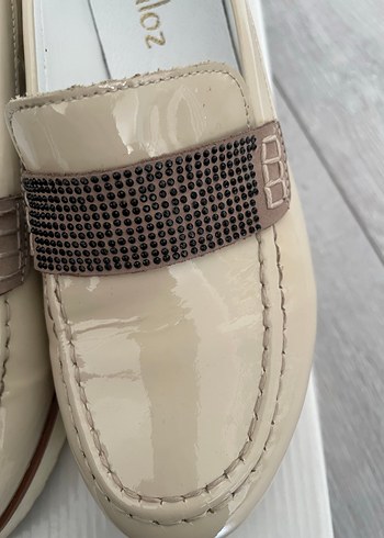 37 Beden ten rengi Renk Kadın Parlak Bej Modern Klasik Loafer