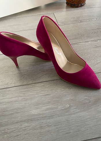 Parlak Pembe Süet Stiletto Topuklu Kadın Ayakkabı - Görsel 4