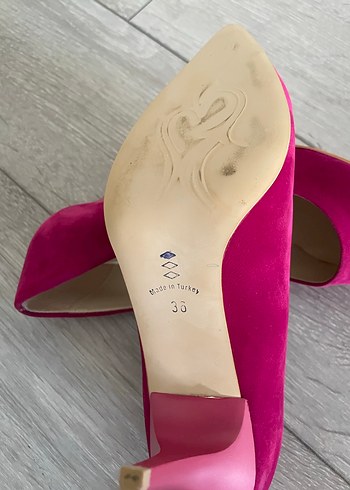 Parlak Pembe Süet Stiletto Topuklu Kadın Ayakkabı - Görsel 6