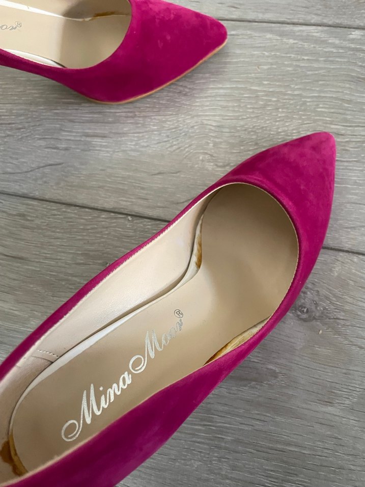 Parlak Pembe Süet Stiletto Topuklu Kadın Ayakkabı - Görsel 5