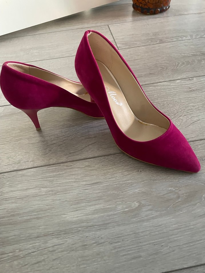 Parlak Pembe Süet Stiletto Topuklu Kadın Ayakkabı - Görsel 4