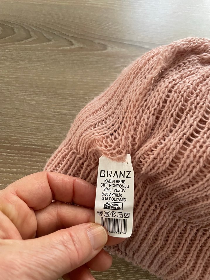 Pembe Bohem Örgü Kadın Bere - Görsel 4