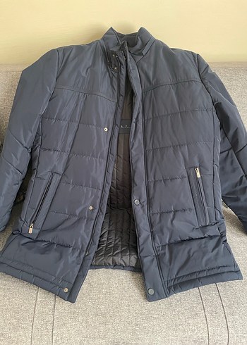 Düğmeli Lacivert Midi Erkek Kaban - Görsel 3