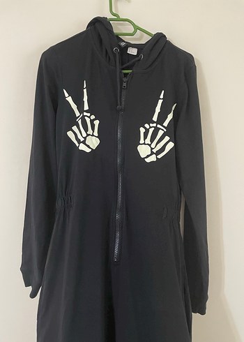 Kadın Siyah Goth Fermuarlı Tulum - Görsel 2