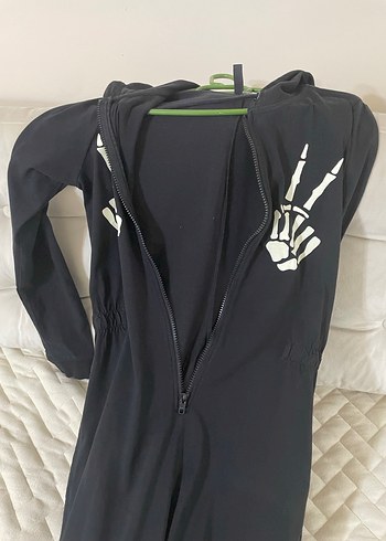 Kadın Siyah Goth Fermuarlı Tulum - Görsel 11