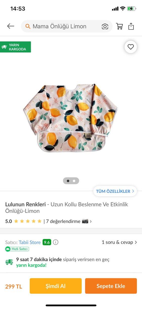 Pastel Sarı Desenli Bebek Önlüğü - Görsel 3