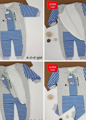 Gri Baskılı Fermuarlı Erkek Bebek Tulum - Görsel 2