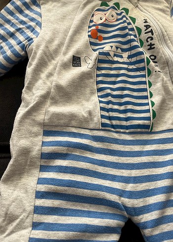 Gri Baskılı Fermuarlı Erkek Bebek Tulum - Görsel 6