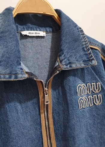 m Beden Fermuarlı Mavi Kadın Denim Ceket