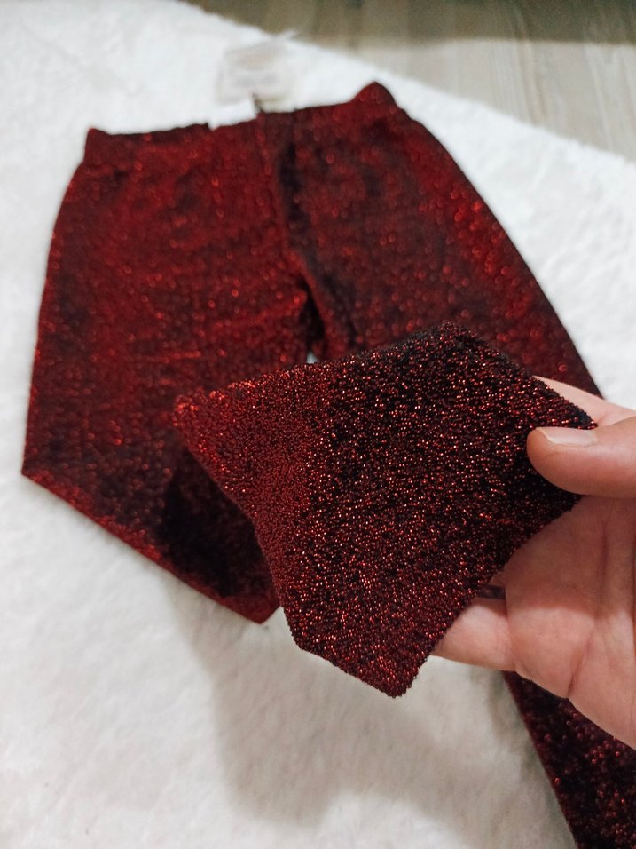 Kız Çocuk Kırmızı Parlak Tayt - Görsel 4