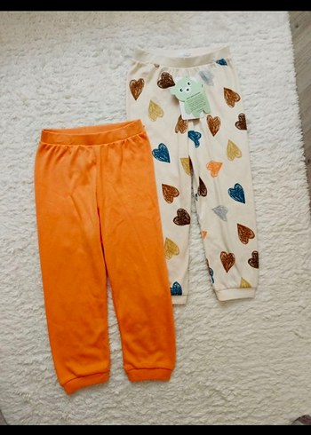 Turuncu Düz ve Desenli Kız Çocuk Pantolonları - Görsel 2