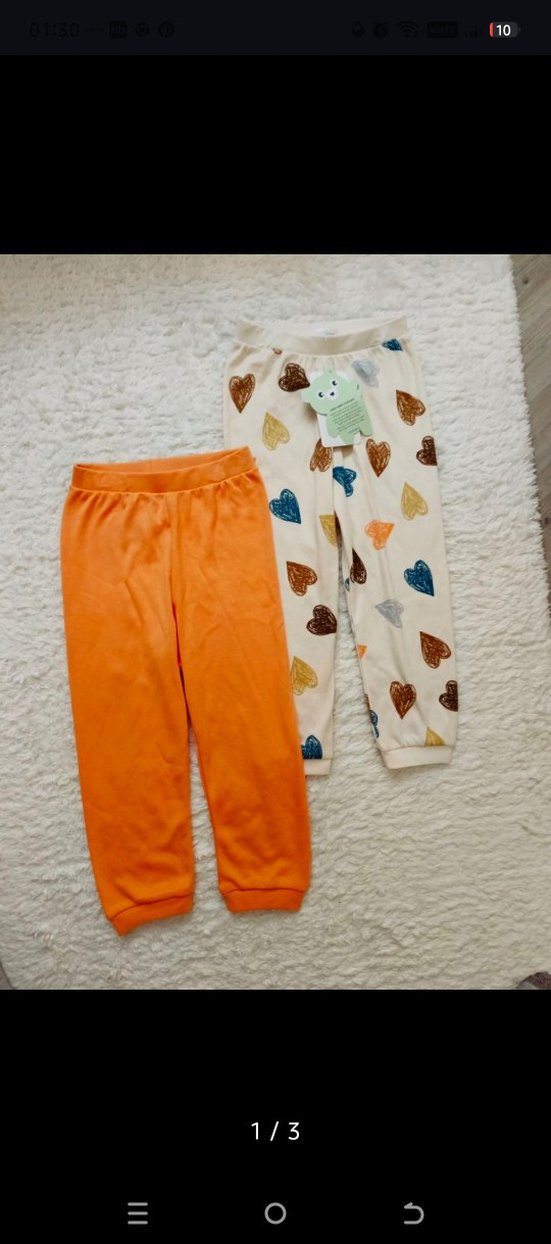 Turuncu Düz ve Desenli Kız Çocuk Pantolonları - Görsel 2