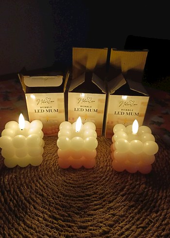 Beyaz LED Kabarcıklı Mum Seti - Görsel 2