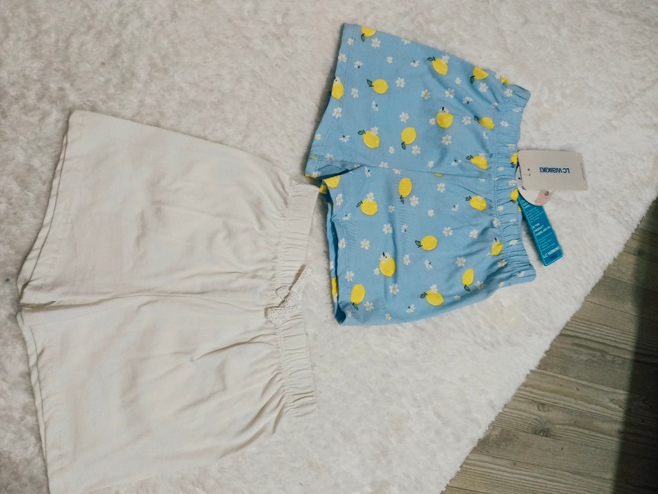 Kız Çocuk Pastel Mavi ve Beyaz Şort Seti - Görsel 2