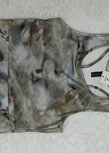 m Beden Kadın Gri Tie-Dye Spor Crop Top